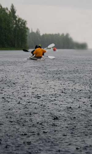 paddling in the rain